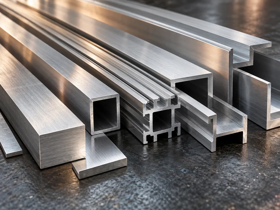 Illustrative brushed aluminum profiles and stock